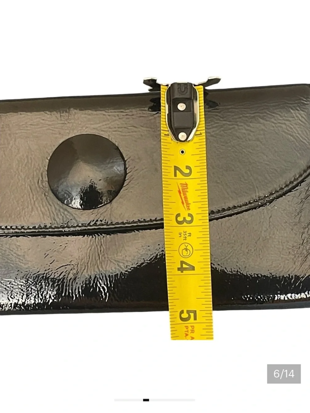HOBO International Black Leather Foldover Clutch with Snap Accent